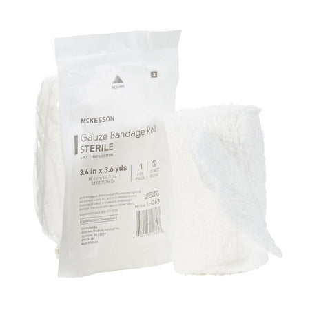 McKesson 16-4263 Sterile Fluff Bandage Roll, 3-2/5 Inch x 3-3/5 Yard, 6-Ply