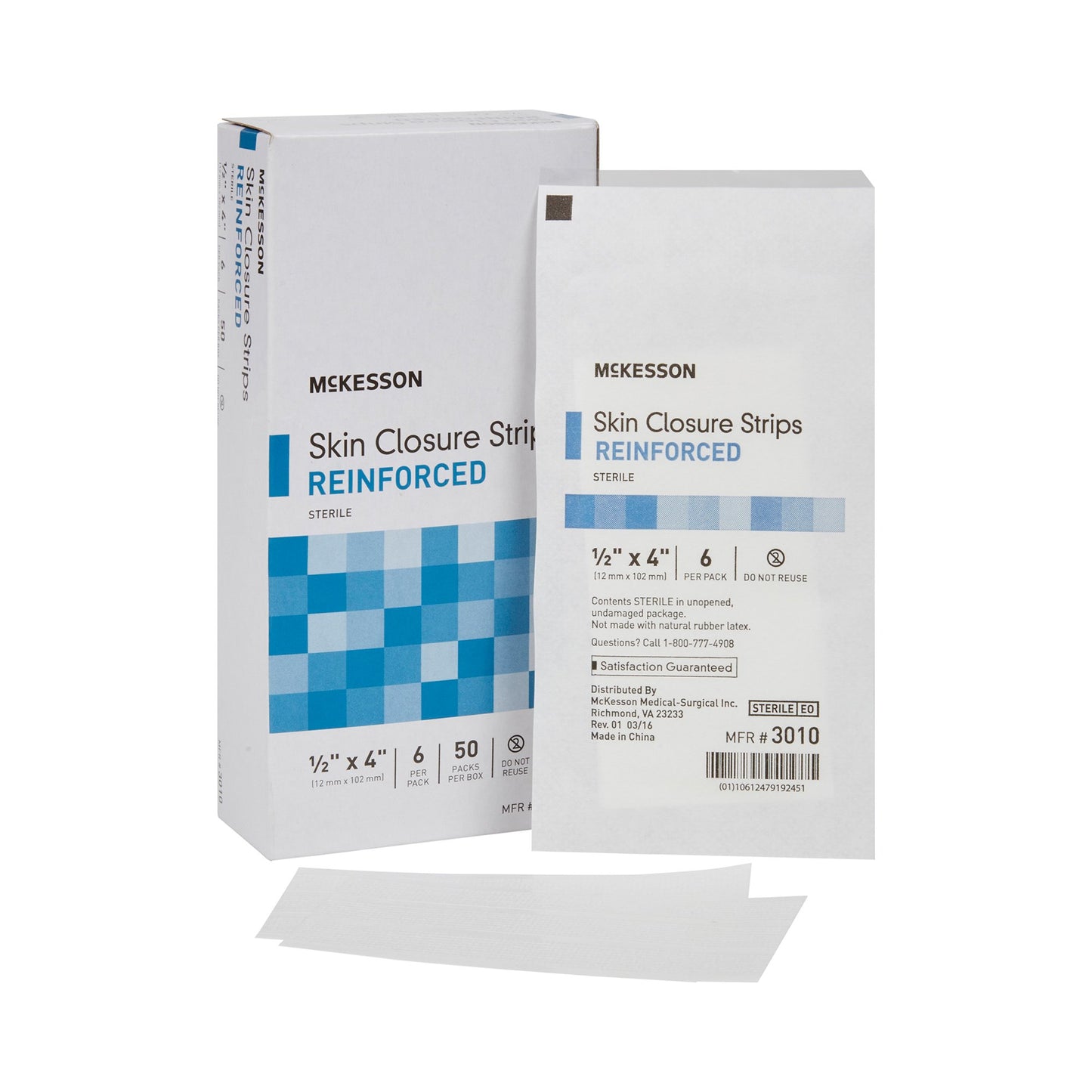 McKesson Skin Closure Reinforced Strip, ½ X 4 Inch