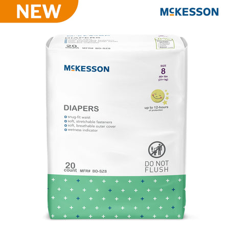 McKesson BD-SZ8 Youth Diaper / Incontinence Brief for Children weighing 46 lbs. or more