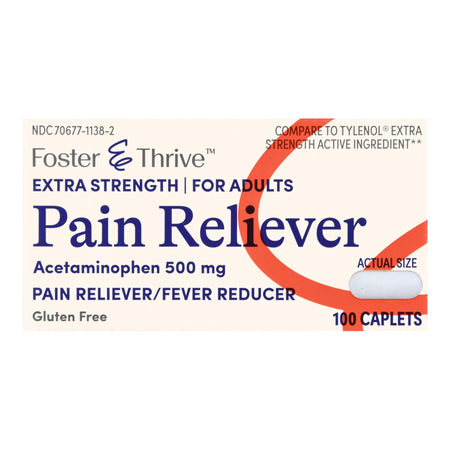 McKesson 70677113802 Foster & Thrive Extra Strength Pain Relief Acetaminophen 500 mg Caplets