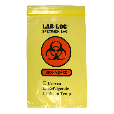 Elkay Plastics LAB20609YE Lab-Loc Specimen Transport Bag, Document Pouch, Zip Close, Yellow Tinted, 6 x 9"