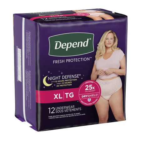 Kimberly-Clark 55154 Depend Night Defense Women's Absorbent Underwear, X-Large