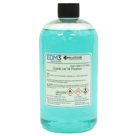 EDM 3 LLC 400170 Hematology Reagent Quicklink III Methanol / Fast Green FCF ACS Grade 99 to 100% 16 oz.