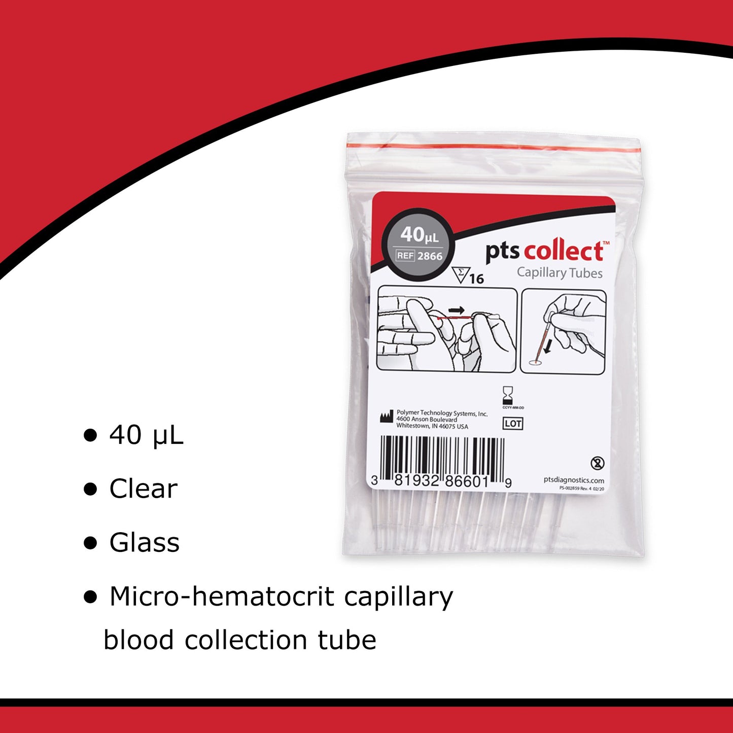 PTS Diagnostics Capillary Blood Collection Tube, 40 L by PTS Diagnostics product image - view 4