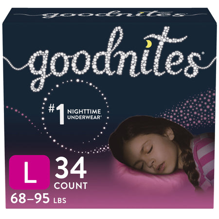 Kimberly-Clark 53361 Goodnites Girls Heavy Absorbency Nighttime Underwear, Large