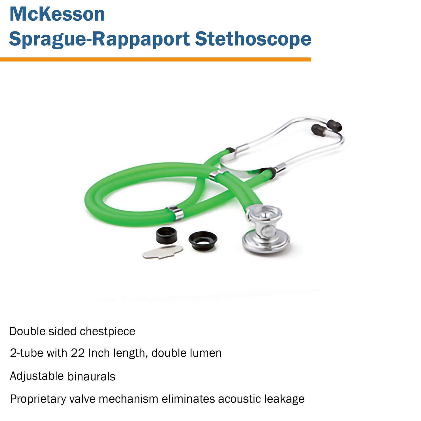 McKesson Sprague-Rappaport Stethoscope, 22 Inch, Green