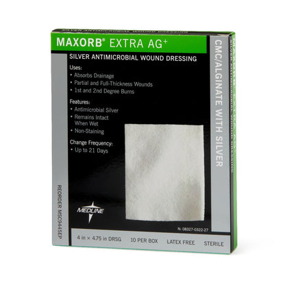 Maxorb® Extra Ag+ Calcium Alginate Dressing with Silver, 4 x 4¾ Inch
