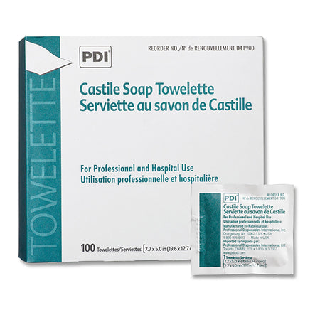 PDI D41900 Scented Castile Soap Towelettes, Individual Packet