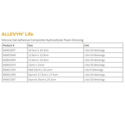 Allevyn™ Life Silicone Adhesive with Border Silicone Foam Dressing, 21 x 21 cm