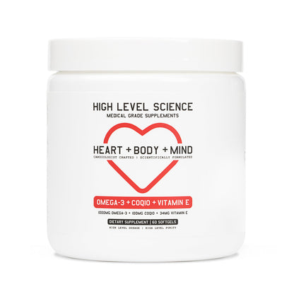 High Level Science Heart + Body + Mind Supplement, Omega-3, CoQ10 & Vitamin E