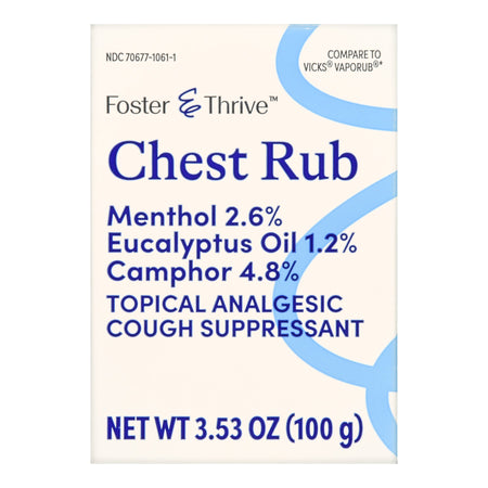 McKesson 70677106101 Foster & Thrive Chest Rub Menthol 2.6% Eucalyptus Oil 1.2% Camphor 4.8%