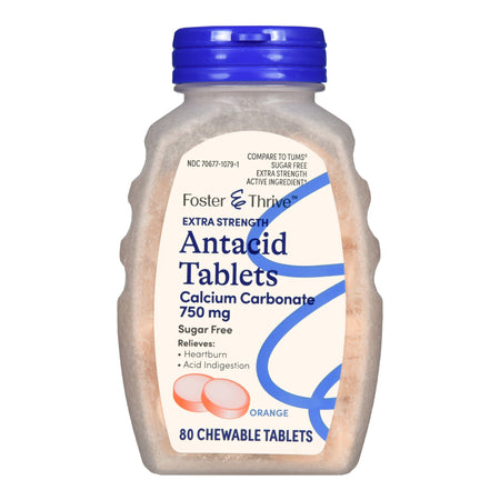 McKesson 70677107901 Foster & Thrive Extra Strength Antacid Calcium Carbonate Chewable Tablet Orange