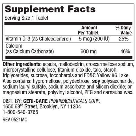 Geri-Care® Calcium 600 + D Dietary Supplement