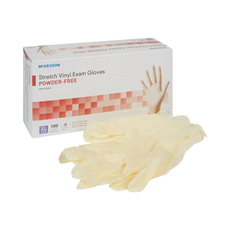 McKesson 14-820 Stretch Vinyl Exam Glove, Extra Large, Ivory