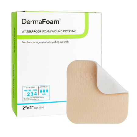 DermaRite 00290E DermaFoam Nonadhesive without Border Foam Dressing, 2 x 2 Inch