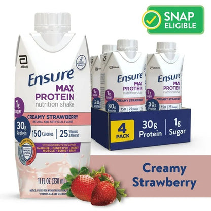 Ensure® Max Protein Nutrition Shake, Strawberry, 11-ounce carton