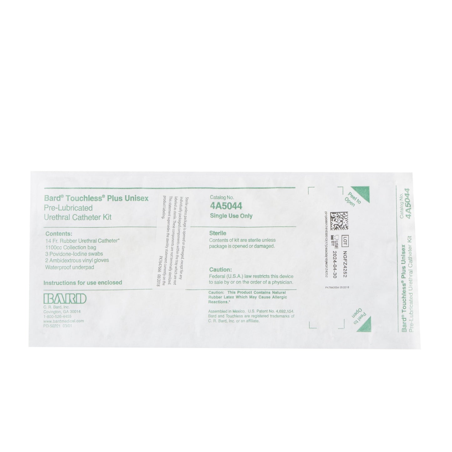 Touchless® Plus Intermittent Catheter Kit, 14 Fr., Latex