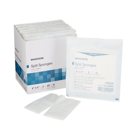 McKesson 16-42046 IV/Drain Split Dressing, 4 x 4 Inch, 6-Ply