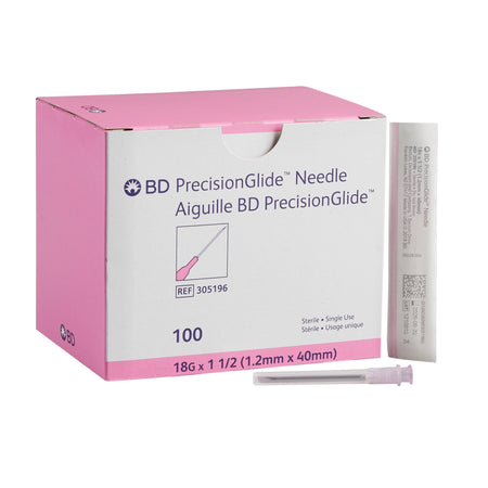 BD 305196 PrecisionGlide Hypodermic Needle, 18 Gauge, 1-1/2 Inch Length