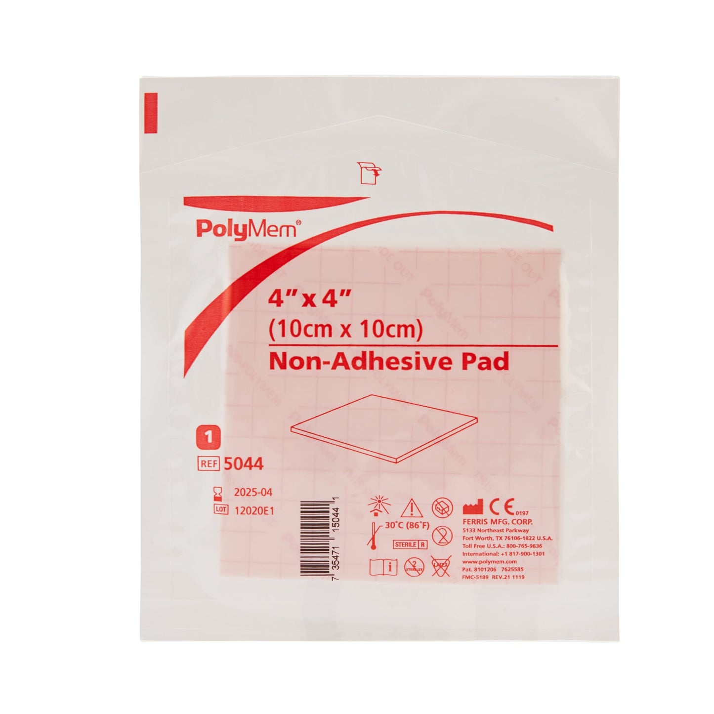 PolyMem Foam Dressing Nonadhesive Without Border, 4 x 4 Inch