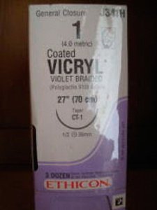 Ethicon J341H Coated Vicryl Polyglactin 910 Absorbable Suture with Needle, Taper Point Braided