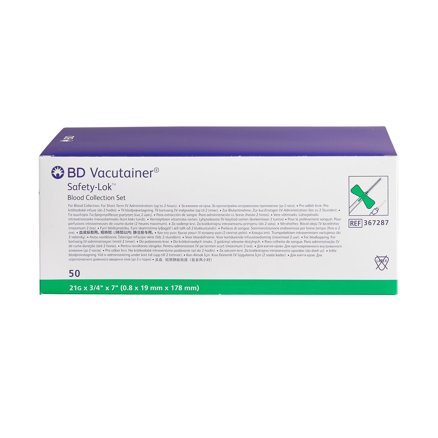 BD Vacutainer® Safety-Lok™ Blood Collection Set, 21 Gauge, ¾-inch needle length, 7-inch Tubing