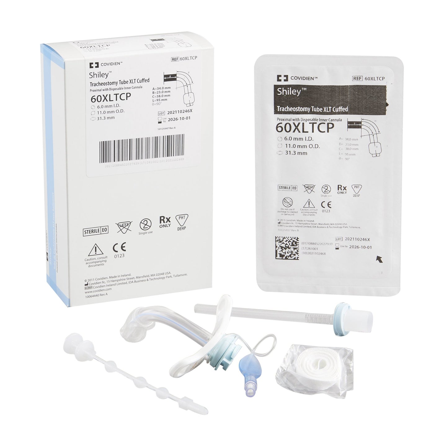 Shiley™ XLT Cuffed Extended Length Tracheostomy Tube, Size 6