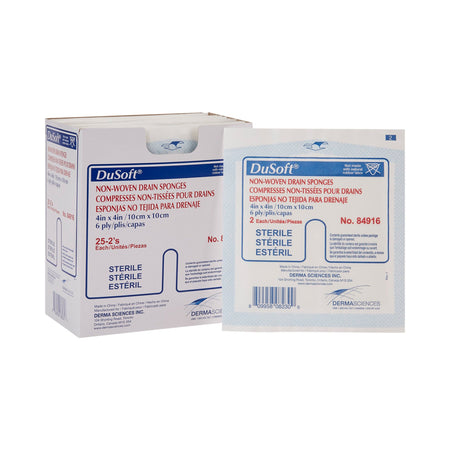 Gentell 84916 Dumex IV/Drain Split Dressing, 4 x 4 Inch, 6-Ply