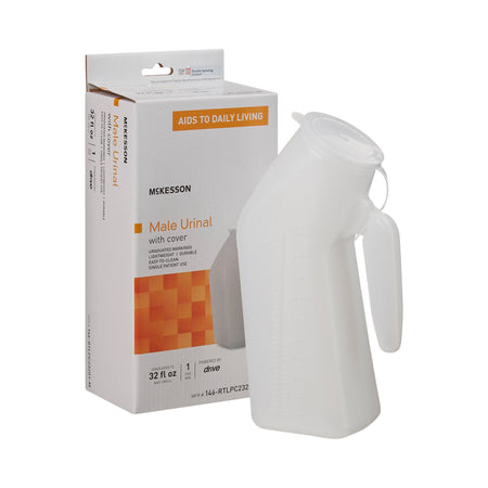McKesson 146-RTLPC23201-M Male Urinal with Cover, 32 oz. / 946 mL, White