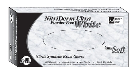 Innovative Healthcare 167300 NitriDerm Ultra White Nitrile Exam Glove, Large, White