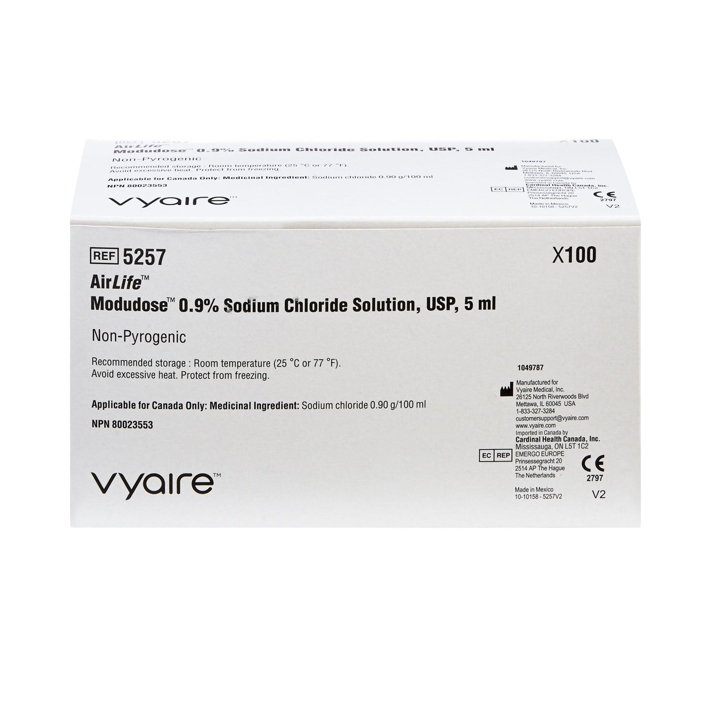 AirLife™ Modudose Respiratory Therapy Solution, 0.9% Sodium Chloride, Sterile, 5 mL Unit Dose Vial