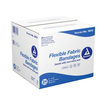 dynarex® Tan Adhesive Fabric Bandage, 1 x 3 Inch