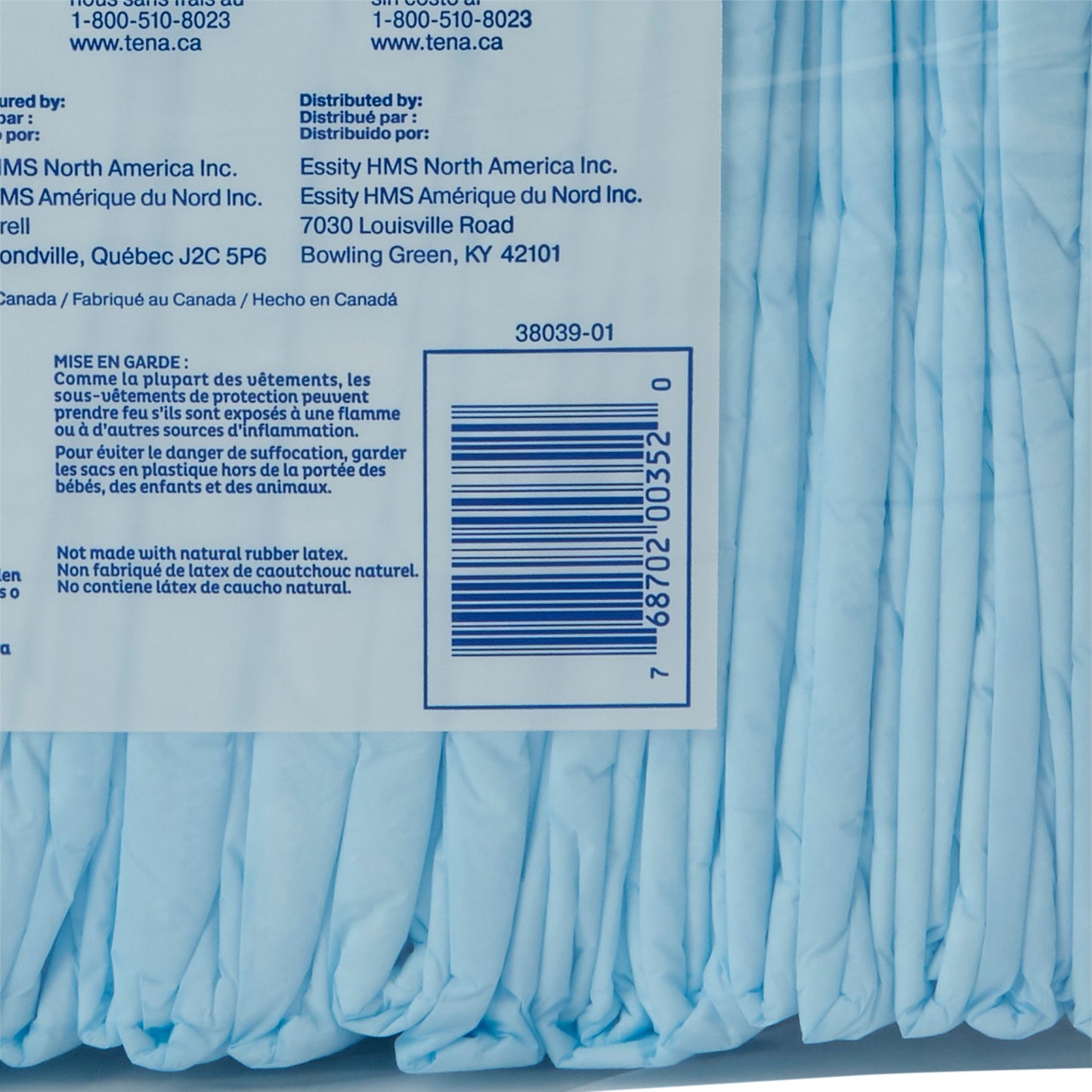 Tena® Regular Underpads, Light Absorbency, Blue, Disposable, 23 x 36 Inch