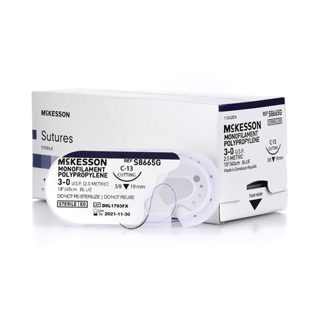 McKesson S8665G Polypropylene Nonabsorbable Suture with Needle, C-13