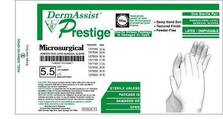 Innovative Healthcare 137850 DermAssist Prestige Microsurgical Latex Surgical Glove, Size 8.5