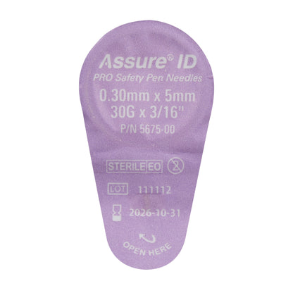 Safety Insulin Pen Needle Assure® ID Pro 30 Gauge 5 mm Length Automatic Safety Without Back-End Shield