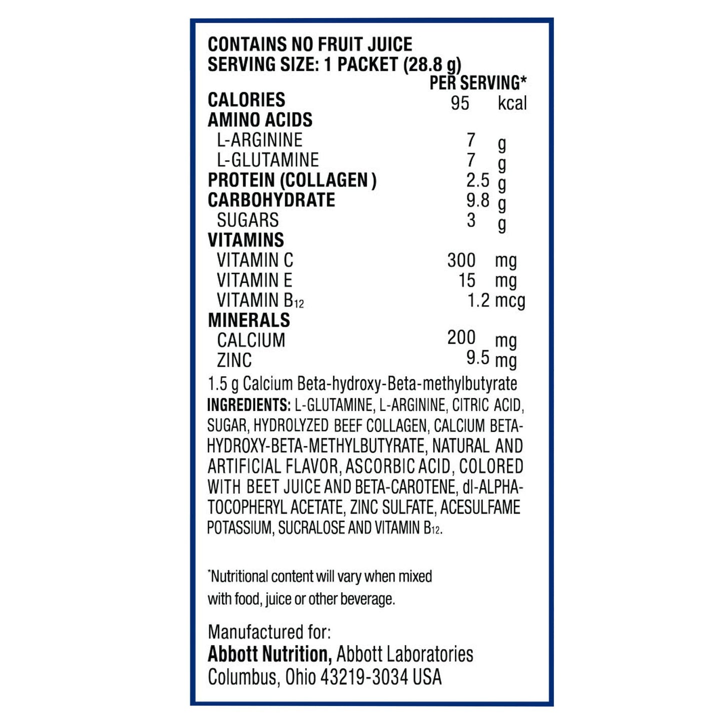 Juven® Fruit Punch Therapeutic Nutrition Powder for Wound Healing