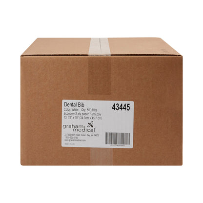 Graham Medical White Dental Bib, 13½ x 18 Inch