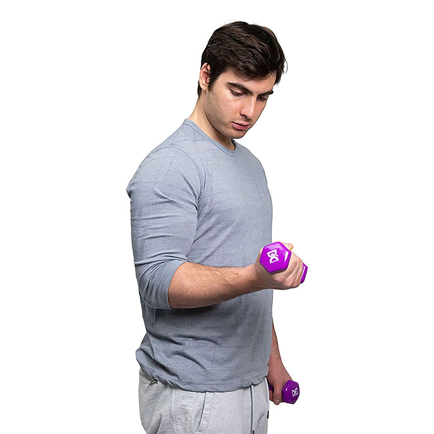 CanDo® Vinyl Coated Dumbbell, Violet, 2 lbs., Pair