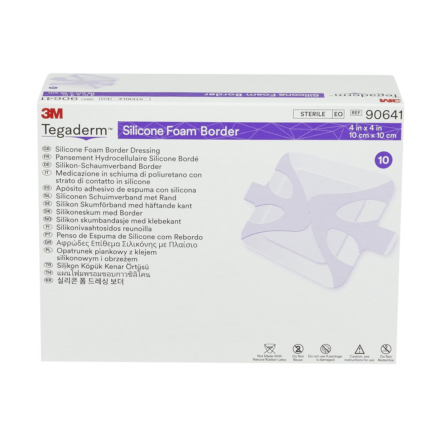 3M™ Tegaderm™ Silicone Adhesive with Border Silicone Foam Dressing, 4 x 4 Inch