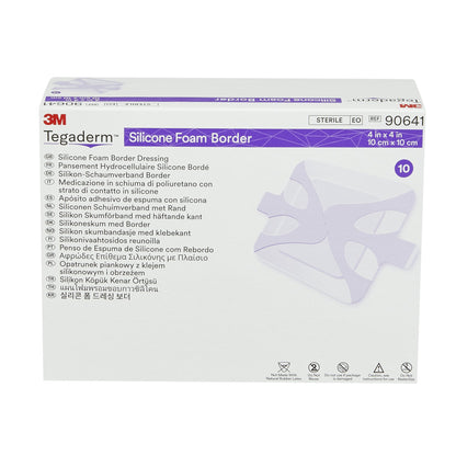 3M™ Tegaderm™ Silicone Adhesive with Border Silicone Foam Dressing, 4 x 4 Inch