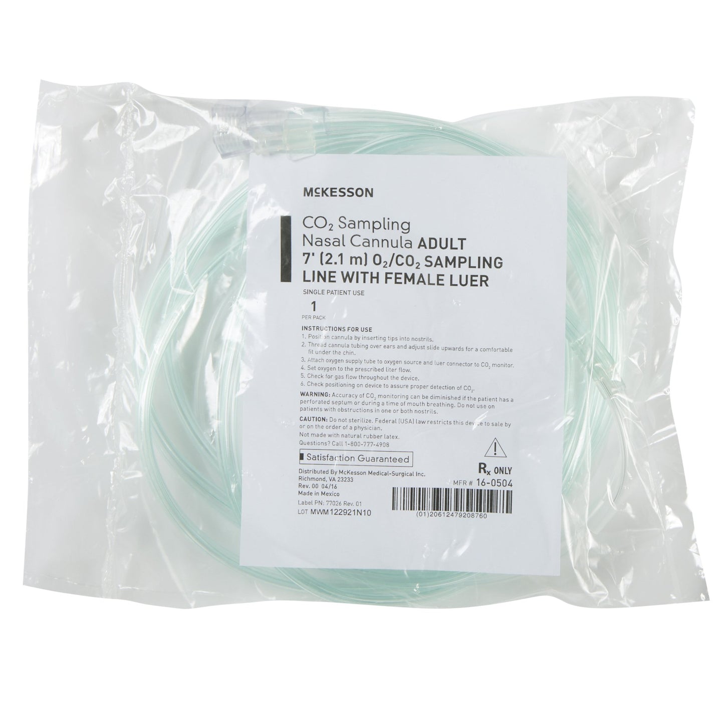 McKesson ETCO2 Nasal Sampling Cannula with O2, Female Luer, Clear