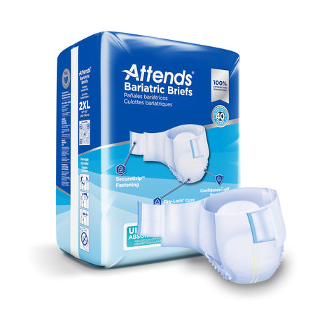 Attends DD50 Bariatric Briefs, 2X-Large, White