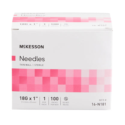 McKesson Hypodermic Needle, 18 Gauge, 1 Inch