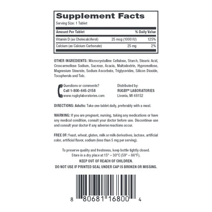Vitamin Supplement Vitamin D3 25 mcg Strength Tablet 90 per Bottle