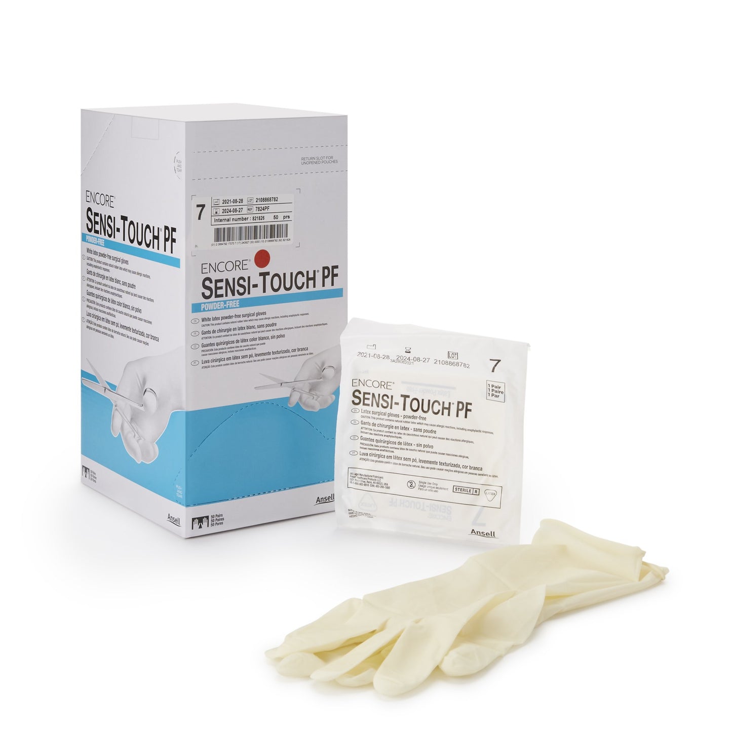 Encore® Sensi-Touch® PF Latex Surgical Glove, Size 7, Natural