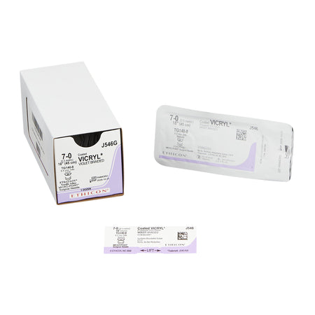 Ethicon J546G Coated Vicryl Polyglactin 910 Absorbable Suture with Needle, Spatula Braided