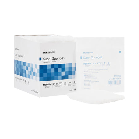 McKesson 16-42626 Sterile Fluff Dressing, 6 x 6-3/4 Inch