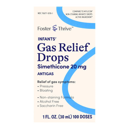 McKesson 70677107801 Foster & Thrive Simethicone Infant Gas Relief, 1-ounce Dropper Bottle