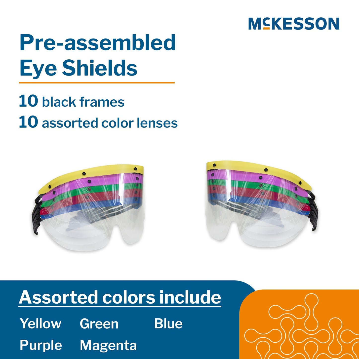 Eye Shield McKesson Pre-Assembled Anti-fog / Anti-glare / Anti-static Coating Clear Tint Black Frame Over Ear One Size Fits Most
